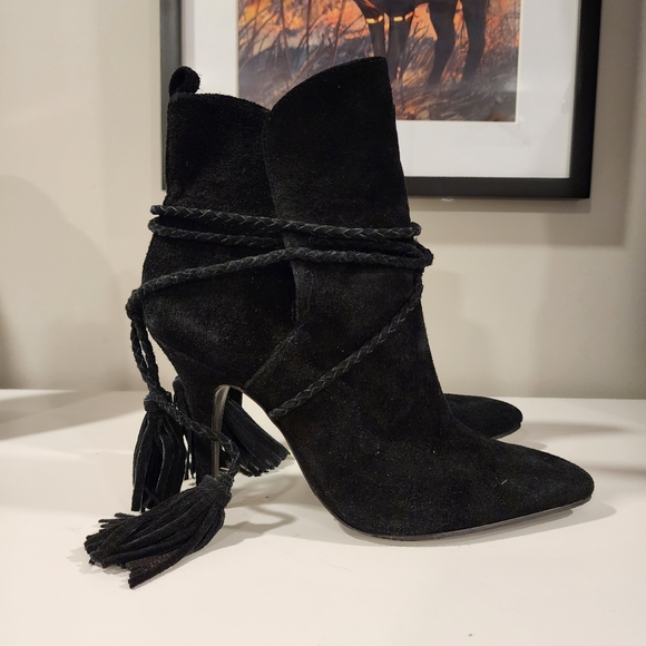 Schutz Fadhila Tassel Heeled Boots - Picture 2 of 7